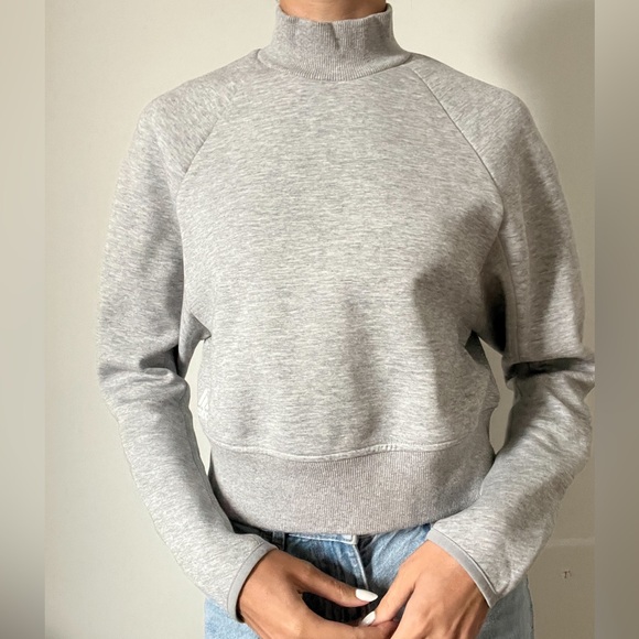 Adidas turtle neck cropped sweater in light grey - Picture 2 of 4